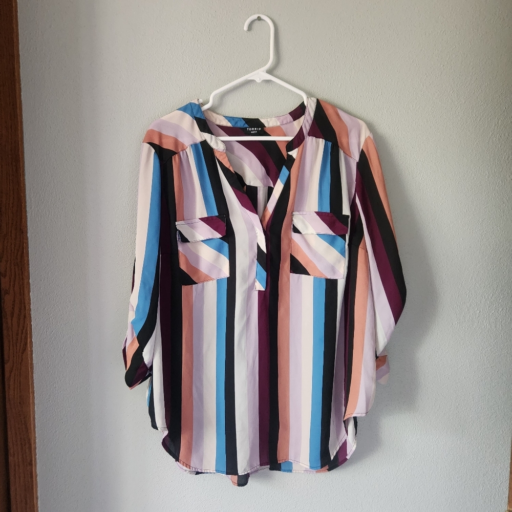 Torrid Colorful Striped Button Down Shirt